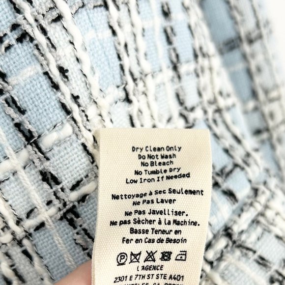 NWT L’Agence Kenzie Double Breasted Plaid Blazer in Light Blue Tweed - Picture 10 of 11